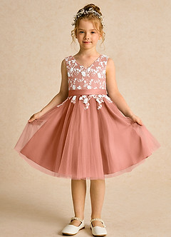 Azazie Butterfly Flower Girl Dresses MAI TAI A-Line Lace Dress image2