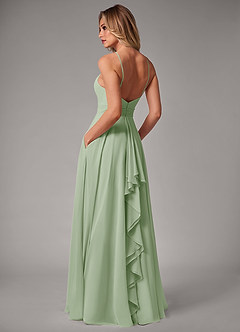 Azazie Amalia Bridesmaid Dresses Dusty Sage A-Line Pleated Chiffon Dress image2