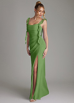 Azazie Jessamine Bridesmaid Dresses Basil Mermaid Corset Chiffon Dress image6