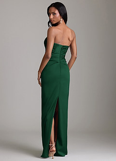 Azazie Sonora Brudtärnklänningar Klä av Tubklänning i Stretch Satin Axelbandslös Mörkgrön image7