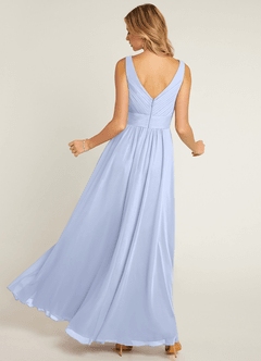 Azazie Pierrette Bridesmaid Dresses Ice A-Line Pleated Chiffon Dress image2