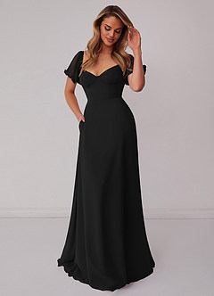 Barbie ♥ Azazie Bridesmaid Dresses Black A-Line Pleated Chiffon Dress image5