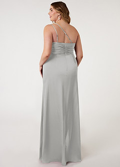 Azazie Eren Bridesmaid Dresses Silver Mermaid One Shoulder Stretch Satin Dress image7