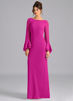Azazie Leone Bridesmaid Dresses Fuchsia Mermaid Corset Chiffon Dress image5