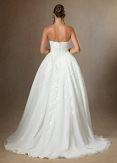 Azazie Sonnet Robes de mariée Robe Princesse en Dentelle Sans bretelle Blanc De Diamant image2