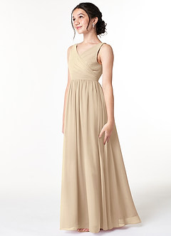 Azazie Sawyer A-Line Pleated Chiffon Floor-Length Junior Bridesmaid Dress image4