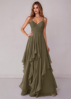 Azazie Zaina Bridesmaid Dresses Willow Green A-Line Chiffon Dress image1