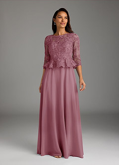 Azazie Averie Mother of the Bride Dresses Vintage Mauve A-Line Boatneck Sequins Chiffon Dress image6