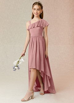 Azazie Mango Junior Dusty Rose A-Line Ruched Chiffon Dress image3