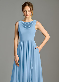 Azazie Wonderland Vestidos de damas de honor Vestido de Azul Pálido de Gasa de Corte en A con Plisado image7