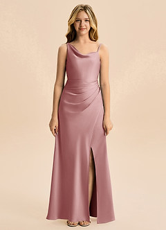 Azazie Abby Junior Dusty Rose A-Line Pleated Stretch Satin Dress image5