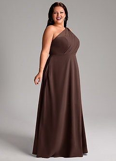 Azazie Phaedra Bridesmaid Dresses Ganache A-Line One Shoulder Chiffon Dress image3