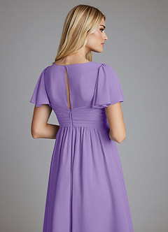 Azazie Verna Maternity Bridesmaid Dresses A-Line V-Neck Ruched Chiffon Floor-Length Dress image6