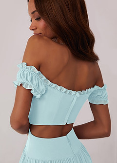Barbie ♥ Azazie Bridesmaid Dresses Sea Glass A-Line Off the Shoulder Chiffon Convertible Dress image6