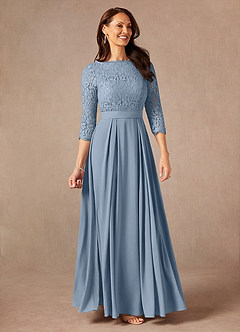 Azazie Lucianna Mother of the Bride Dresses Dusty Blue A-Line Lace Dress image4