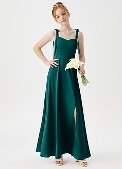 Azazie Rosey Junior Peacock A-Line Sweetheart Neckline Stretch Satin Dress image3
