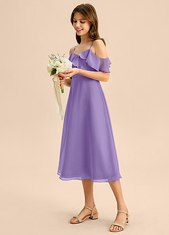 Azazie Kamilla Junior A-Linie Schulterfrei Chiffon Kleid Tahiti image3