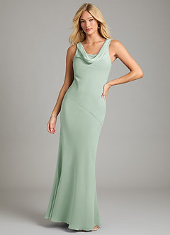 Azazie Rylina Bridesmaid Dresses Agave Mermaid Pleated Chiffon Dress image1
