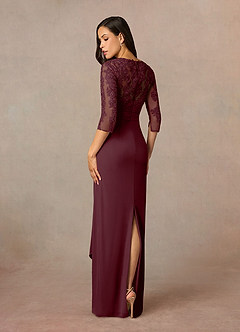 Azazie Poe Mother of the Bride Dresses Cabernet Sheath Lace Dress image4
