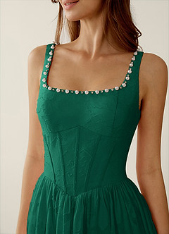 Megan Hunter Green Lace A-line Prom Dress image6
