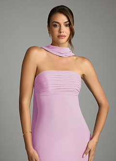 Azazie Saylor Vestidos de damas de honor Vestido de Rosa Caramelo de Gasa de Corte Sirena con Sin tirantes image6