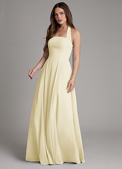 Azazie Irina Bridesmaid Dresses Lemon Sorbet A-Line Pleated Chiffon Dress image5