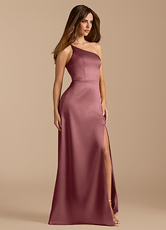 Azazie Trina Bridesmaid Dresses Vintage Mauve A-Line One Shoulder Metallic Satin Dress image4