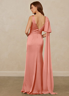 Christian Siriano Bridal for Azazie 1011 Bridesmaid Dresses Coral Mermaid Bow Stretch Satin Dress image2