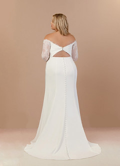 Azazie Onyx Wedding Dresses Diamond White Mermaid Sequins Crepe Back Satin Dress image8