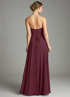 Azazie Ayla Abiti da Damigella Abito A-Line in Chiffon Scollo a Cuore Cabernet image2