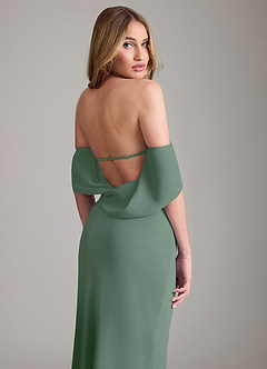 Azazie Lusinda Brudtärnklänningar Klä av Sjöjungfru i Chiffong Av axeln Eukalyptus Konvertibel image3