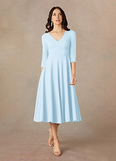 Azazie Nassif Mother of the Bride Dresses Sky Blue A-Line Stretch Crepe Dress image1
