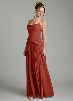 Azazie Gabriela Bridesmaid Dresses Terracotta A-Line Corset Chiffon Dress image6