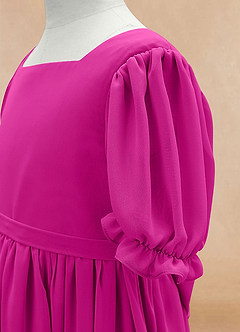 Azazie Joss Blumenmädchenkleider A-Linie mit ärmel Chiffon Kleid Fuchsia image6