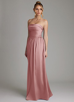Azazie Zena Bridesmaid Dresses Dusty Rose A-Line Strapless Stretch Satin Dress image5
