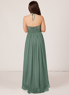 Azazie Sarafina Junior Eucalyptus A-Line Lace Chiffon Dress image2