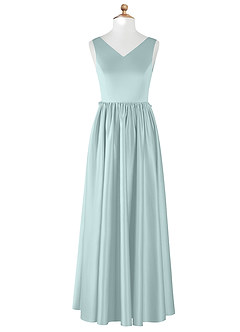 Azazie Hathaway Junior Mist A-Line Bow Stretch Satin Dress image7