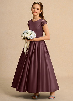 Azazie Bunny Girls Formal Robe Demoiselle D'honneur Fillette Robe Robe de bal en Dentelle Sangria image6