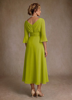Azazie Aerynne Vestidos para mãe da noiva Vestido Capim Limão de Chiffon de Linha A com Plissado image2