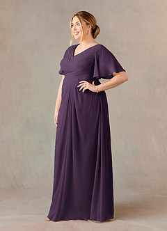 Azazie Morning Glory Mother of the Bride Dresses Plum A-Line V-Neck Ruched Chiffon Dress image7
