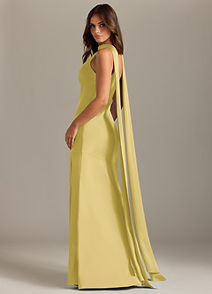Azazie Kinsley Vestidos de madrinha de casamento Vestido Canário de Cetim elástico de sereia com Racha Lateral image6
