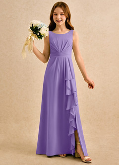 Azazie Chibi Girls Formal Abiti da Ragazza di Fiori Abito A-Line in Chiffon Plissettato Tahiti image1