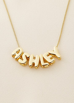 front Personalized Bubble Name Letter Necklace