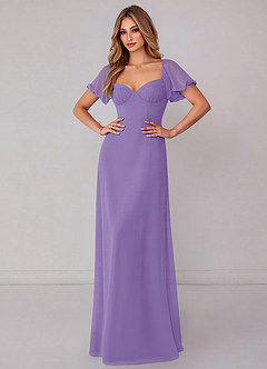 Azazie Fatima Bridesmaid Dresses Tahiti A-Line with Pockets Chiffon Dress image2