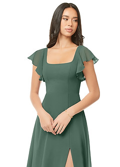 Azazie Bondi Brautjungfernkleider A-Linie Gestreift Chiffon Kleid Seemoos image6