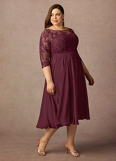 Azazie Marge Mother of the Bride Dresses Cabernet A-Line Scoop Lace Chiffon Dress image10