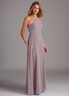 Azazie Bailey Bridesmaid Dresses Dusk A-Line Halter Side Slit Chiffon Dress image6