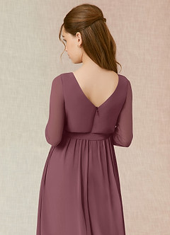 Azazie Angelica Junior Abito A-Line in Chiffon Plissettato Sangria image7