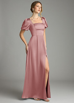 Azazie Fyona Bridesmaid Dresses Dusty Rose A-Line Pleated Stretch Satin Dress image5