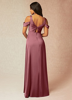 Azazie Rhea Maternity Bridesmaid Dresses A-Line Off-The-Shouler Pleated Stretch Satin Floor-Length Dress image2